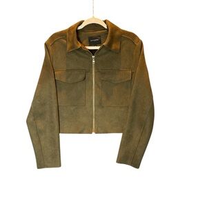 Olive Green Vegan Suede Women's Jacket
